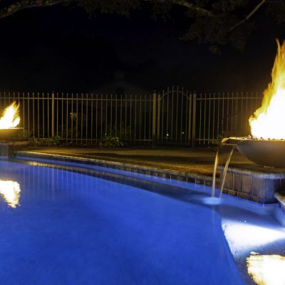 fire features on swimming pool