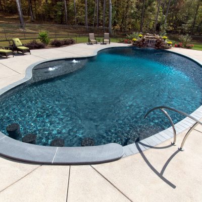 freeform pool with stools