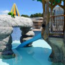 Batesville Aquatics rock decoration and pool slide